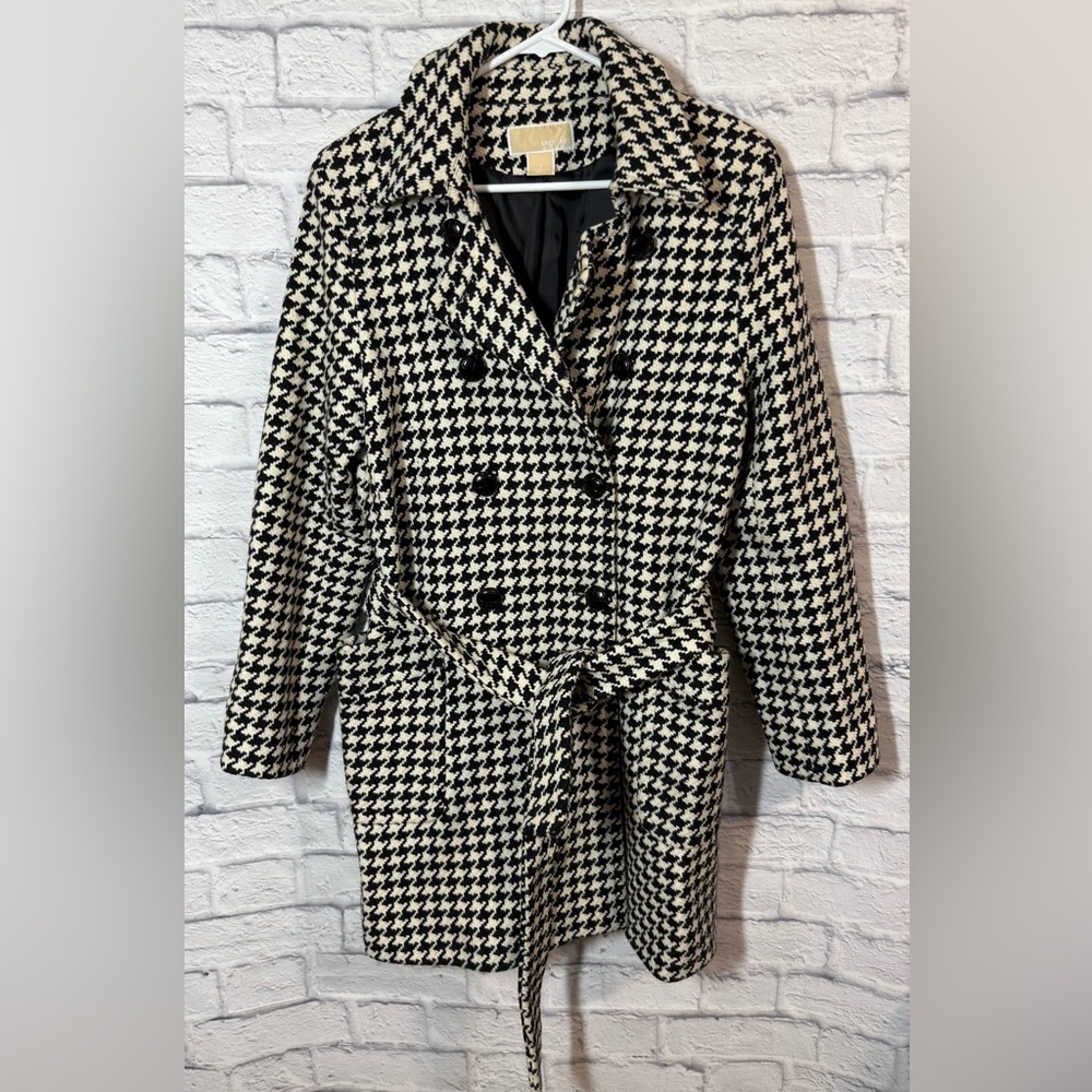 Michael by Michael Kors Wool Blend Houndstooth Women's Coat, sz 12